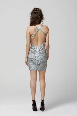 Cocktail Dresses Primavera Couture - 3303 Sequined Halter Open Back Cocktail Dress
