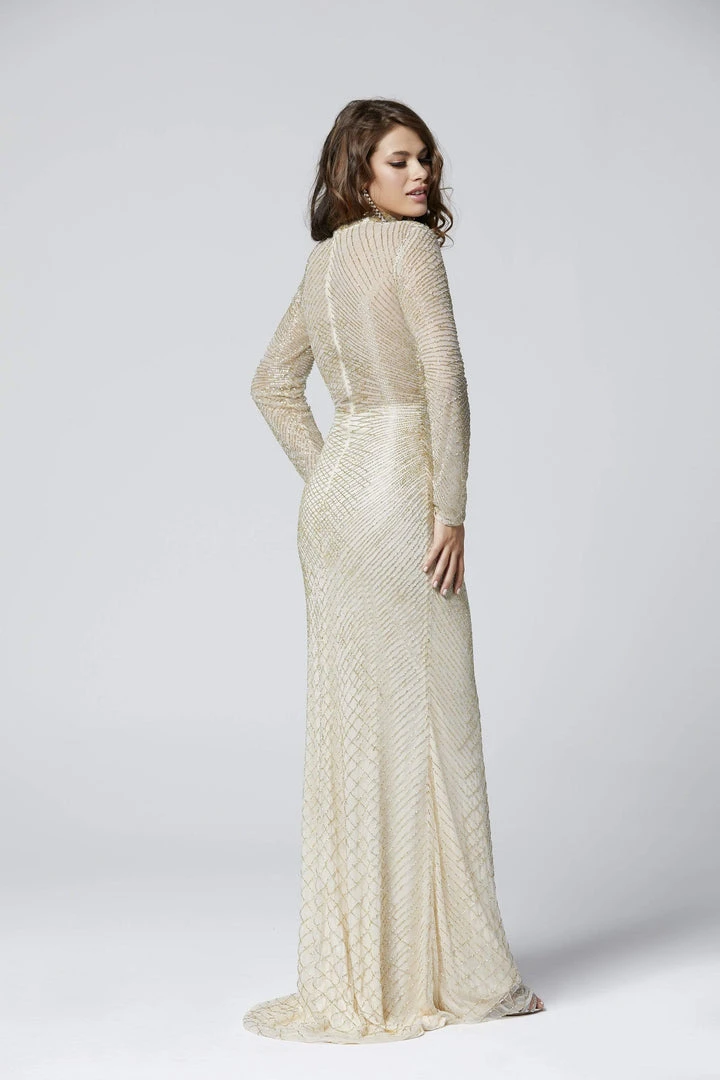 Primavera Couture - 3370 Beaded Long Sleeve High Neck Sheath Dress Formal Gowns 4 Primavera Couture - 3370 Beaded Long Sleeve High Neck Sheath Dress Formal Gowns