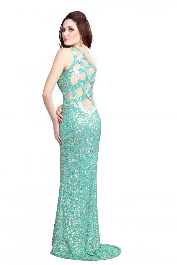 Primavera Couture - 9703 Sequin Studded One-Shoulder Gown 4 Primavera Couture - 9703 Sequin Studded One-Shoulder Gown