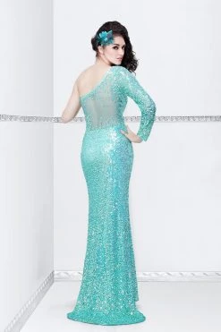 Formal Gowns Primavera Couture - 9818 Sequined Asymmetric Sheath Dress