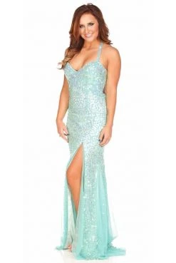 Formal Gowns Primavera Couture - 9873 Stunning Sequin Studded Sheath Gown