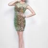 Cocktail Dresses Primavera Couture - 9899 Sequined Illusion Jewel Sheath Dress