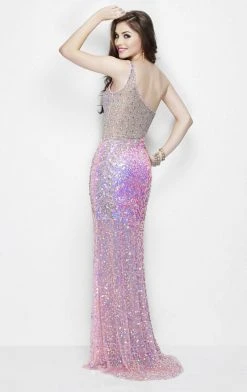 Primavera Couture - 9988 Asymmetrical Sequined Evening Gown