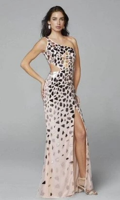 Primavera Couture - Asymmetric Sheath Prom Dress 3623 - 1 Pc Rose Gold In Size 4 Available Formal Gowns