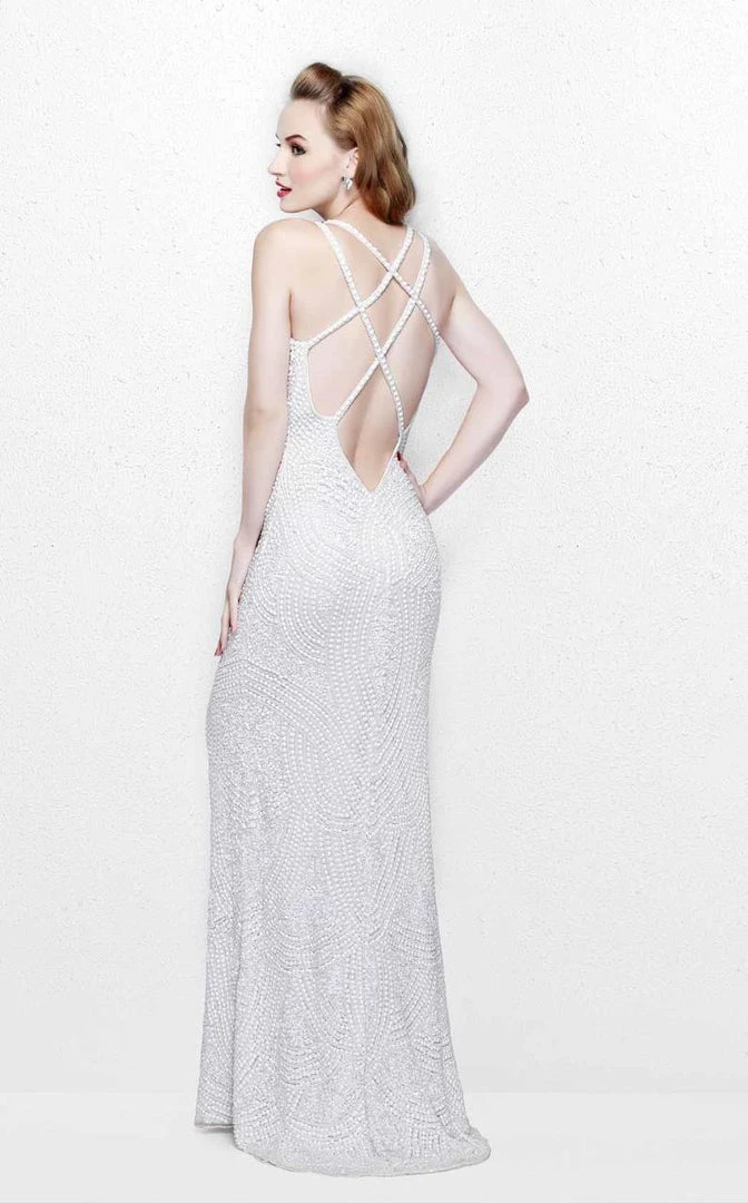 Primavera Couture - Bead Embellished V-Neck Sheath Dress 1813 4 Primavera Couture - Bead Embellished V-Neck Sheath Dress 1813