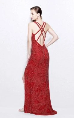 Primavera Couture - Bead Embellished V-Neck Sheath Dress 1813 13 Primavera Couture - Bead Embellished V-Neck Sheath Dress 1813