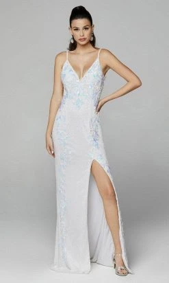 Primavera Couture - Beaded V-Neck Backless Prom Gown 3727 - 1 Pc Ivory In Size 4 Available