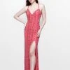 Primavera Couture - Beaded V-Neck Long Dress With Slit 1830 Formal Gowns