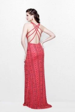 Primavera Couture - Beaded V-Neck Long Dress With Slit 1830 Formal Gowns 11 Primavera Couture - Beaded V-Neck Long Dress With Slit 1830 Formal Gowns