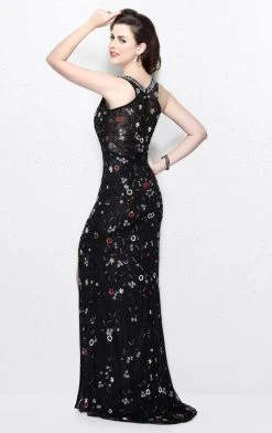 Formal Gowns Primavera Couture - Beaded V-Neck Long Dress With Slit 1865 12 Formal Gowns Primavera Couture - Beaded V-Neck Long Dress With Slit 1865