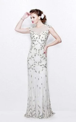 Primavera Couture - Exquisite Multi-Colored Leafy Patterned Long Dress 1812