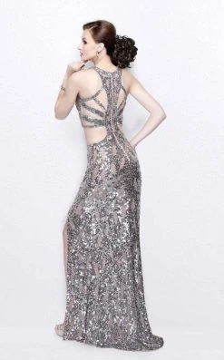 Primavera Couture - Glittering Two Piece Halter Long Gown With Slit 1866