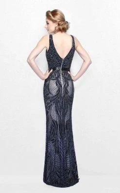 Primavera Couture - Jewel Embellished V-Neck Sheath Dress 1727 9 Primavera Couture - Jewel Embellished V-Neck Sheath Dress 1727