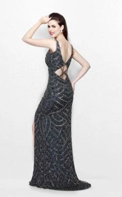Primavera Couture - Long Jewel Sequined Dress With Slit 1875 Formal Gowns