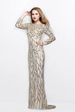 Formal Gowns Primavera Couture - Long Sleeves Sequined Gown 1743 8 Formal Gowns Primavera Couture - Long Sleeves Sequined Gown 1743
