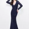 Formal Gowns Primavera Couture - Long Sleeves V-Neck Sequined Gown 1746 1 Formal Gowns Primavera Couture - Long Sleeves V-Neck Sequined Gown 1746