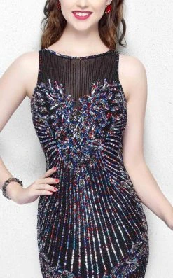 Formal Gowns Primavera Couture - Multi-Color Sequined Sleeveless Long Dress 1872