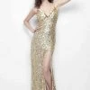 Primavera Couture - Opulent V-Neck Multi-Strand Sheath Gown 9991 Formal Gowns