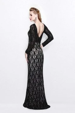 Primavera Couture - Posh Beaded Lace Bateau Illusion Sheath Gown 1710 Formal Gowns
