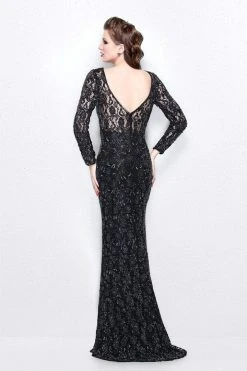 Primavera Couture - Posh Beaded Lace Bateau Illusion Sheath Gown 1710 Formal Gowns