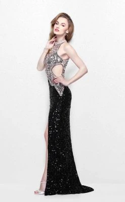 Primavera Couture - Sequined Halter Long Gown With Slit 1842 Formal Gowns 11 Primavera Couture - Sequined Halter Long Gown With Slit 1842 Formal Gowns