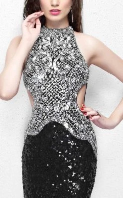 Primavera Couture - Sequined Halter Long Gown With Slit 1842 Formal Gowns 16 Primavera Couture - Sequined Halter Long Gown With Slit 1842 Formal Gowns