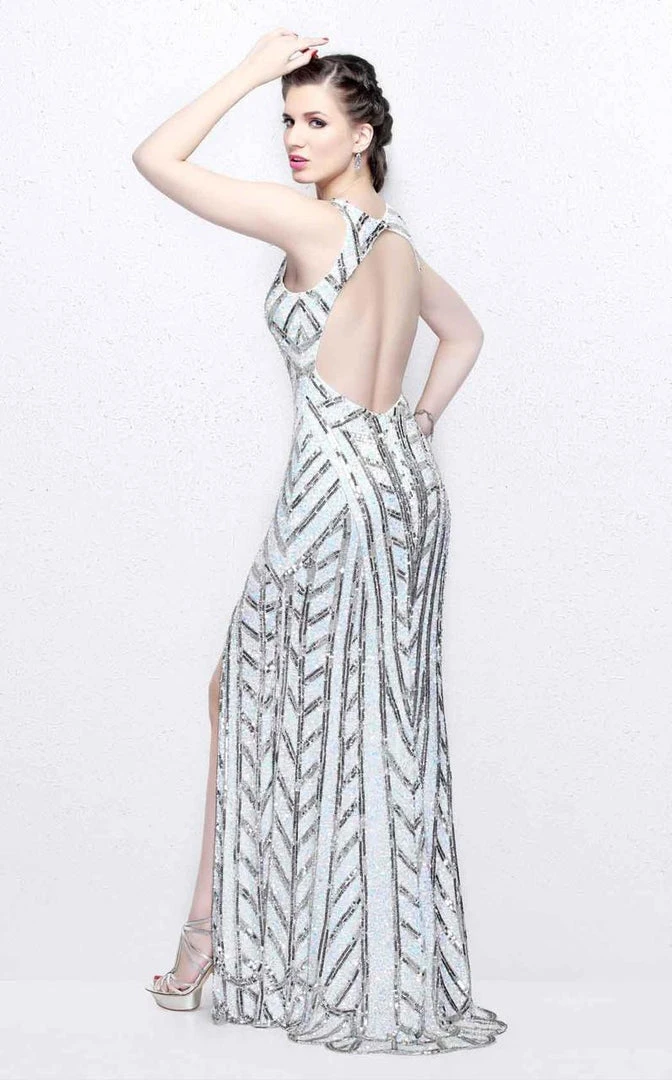 Primavera Couture - Sequined Sleeveless Long Gown With Slit 1843 Formal Gowns 5 Primavera Couture - Sequined Sleeveless Long Gown With Slit 1843 Formal Gowns