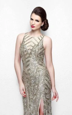 Primavera Couture - Sequined Sleeveless Long Gown With Slit 1843 Formal Gowns 14 Primavera Couture - Sequined Sleeveless Long Gown With Slit 1843 Formal Gowns