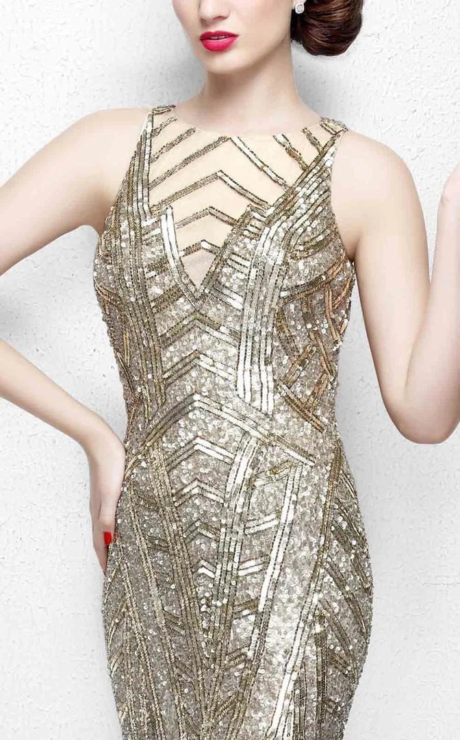 Primavera Couture - Sequined Sleeveless Long Gown With Slit 1843 Formal Gowns 9 Primavera Couture - Sequined Sleeveless Long Gown With Slit 1843 Formal Gowns