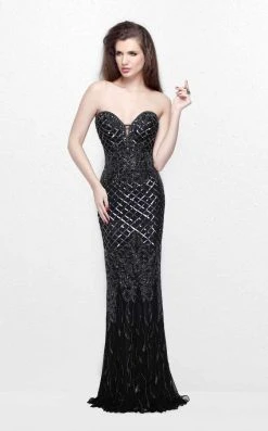 Primavera Couture - Sequined Sweetheart Long Sheath Gown 1527