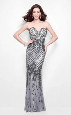 Primavera Couture - Sequined Sweetheart Long Sheath Gown 1527