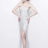 Formal Gowns Primavera Couture - Sequined V-Neck Sheath Gown With Crisscrossed Straps 1818