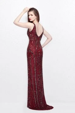 Formal Gowns Primavera Couture - Sleeveless V-Neck Beaded Long Dress 1734