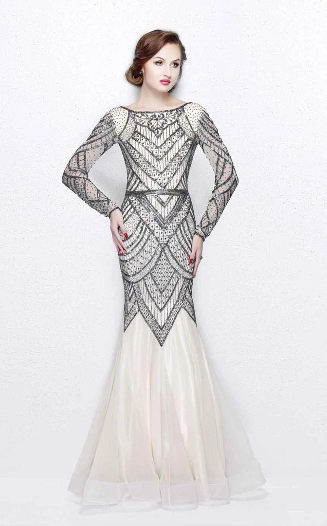 Primavera Couture - Stunning Beaded Long Sleeve Mermaid Gown 1725 7 Primavera Couture - Stunning Beaded Long Sleeve Mermaid Gown 1725