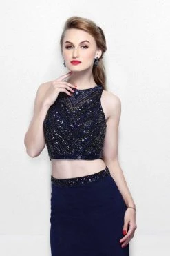 Primavera Couture - Two Piece Fitted Long Dress With Slit 1803 Formal Gowns 10 Primavera Couture - Two Piece Fitted Long Dress With Slit 1803 Formal Gowns