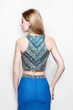 Primavera Couture - Two Piece Fitted Long Dress With Slit 1803 Formal Gowns 14 Primavera Couture - Two Piece Fitted Long Dress With Slit 1803 Formal Gowns