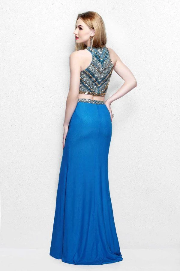 Primavera Couture - Two Piece Fitted Long Dress With Slit 1803 Formal Gowns 9 Primavera Couture - Two Piece Fitted Long Dress With Slit 1803 Formal Gowns
