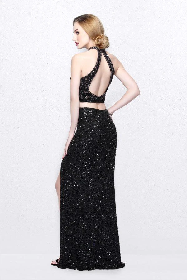 Formal Gowns Primavera Couture - Two-Piece Sequined High Neck Sheath Gown 1546 8 Formal Gowns Primavera Couture - Two-Piece Sequined High Neck Sheath Gown 1546