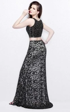 Primavera Couture - Two Piece Sequined Long Dress With Slit 1855 9 Primavera Couture - Two Piece Sequined Long Dress With Slit 1855