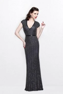 Primavera Couture - V-Neck Sequined Evening Gown 1709