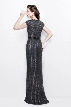 Primavera Couture - V-Neck Sequined Evening Gown 1709