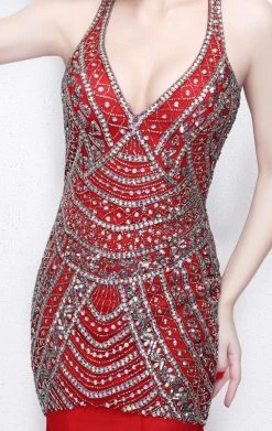 Primavera Couture - V-Neck Sequined Mermaid Gown 1806 Formal Gowns