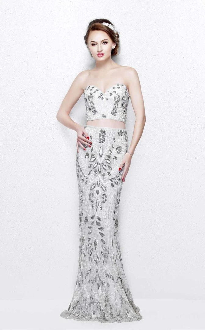 Formal Gowns Primavera Couture - Vibrant Two-Piece Strapless Sweetheart Sheath Gown 1884 5 Formal Gowns Primavera Couture - Vibrant Two-Piece Strapless Sweetheart Sheath Gown 1884