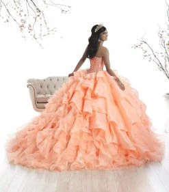 Long Dresses Quinceanera Collection - 26872 Beaded Strapless Ruffled Ballgown