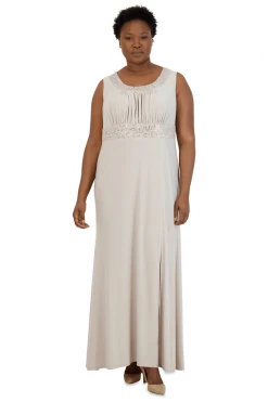 R&M Richards - Scoop Two Piece Formal Dress 3785W - 1 Pc Champagne In Size 22W Available