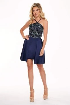 Cocktail Dresses Rachel Allan - 4693 Beaded Halter Stretch Satin A-line Dress 7 Cocktail Dresses Rachel Allan - 4693 Beaded Halter Stretch Satin A-line Dress