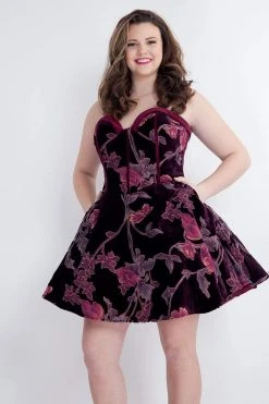 Rachel Allan - 4800 Strapless Sweetheart Burnout Velvet A-line Dress