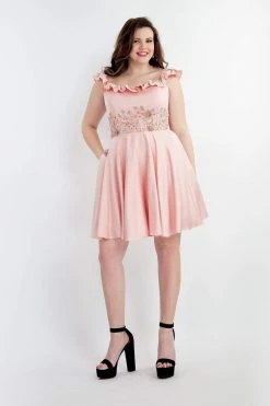 Rachel Allan - 4813 Beaded Ruffled Off-Shoulder A-line Dress