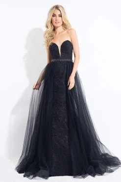 Rachel Allan - 6004 Strapless Tulle Overlay Mermaid Gown Formal Gowns