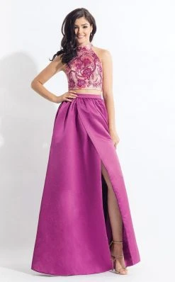 Formal Gowns Rachel Allan - 6014 Sequined Halter A-line Dress 7 Formal Gowns Rachel Allan - 6014 Sequined Halter A-line Dress